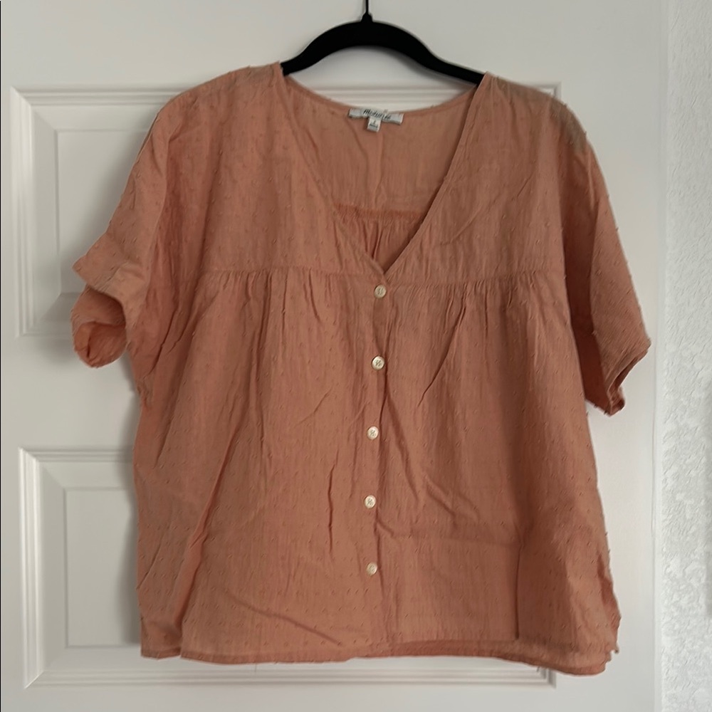 Madewell Peach Button-Up Women's Top